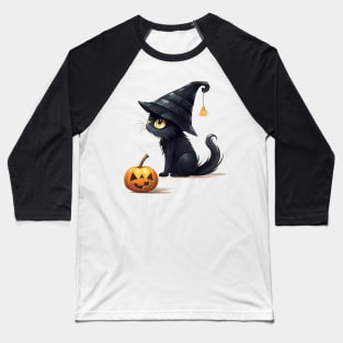 black cats cartoon for halloween Baseball T-Shirt